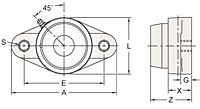 Set Screw Locking Two-Bolt Flange Unit With Open Cover, BNFL200MZ2C Series-2