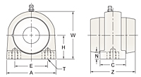 Set Screw Locking Tapped Base Pillow Block Unit With Two Open Covers, MUCTBL200C Series-2