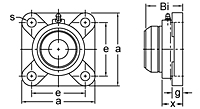 Set Screw Locking Four-Bolt Flange Unit With Open Cover, UCF200C Series-2