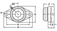 Set Screw Locking Two-Bolt Flange Unit With Open Cover, UCFL200C Series-2