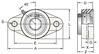 Accu-Loc® Concentric Collar Locking Two-Bolt Flange Unit, UENFL200MZ20 Series-4